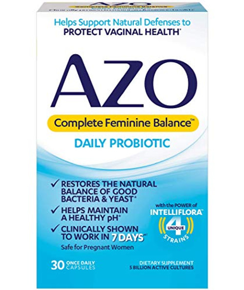 AZO Complete Feminine Balance Daily Probiotics for Women - 30 Count - Clinically Proven to Help Protect Vaginal Health - Clinically Shown to Work in 7 Days* AZO Complete Feminine Balance Daily Probiotics for Women - 30 Count - Clinically Proven to Help Protect Vaginal Health - Clinically Shown to Work in 7 Days*