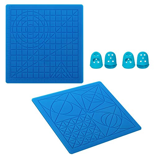 3D Printing Pen Mat Silicone Design Mat with 4 Silicone Finger Caps, 3D Pen Drawing Multi Templates Mat for Beginners and Children, Great 3D Drawing Tools and Accessories