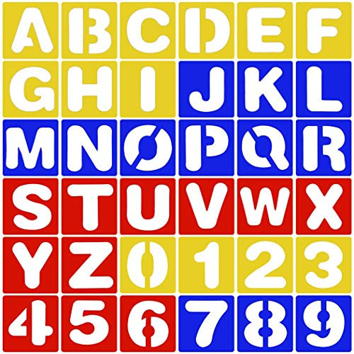 Hillento 36 Pieces Alphabet Stencils and Number Stencils Set, Plastic Letter Stencils for Painting Learning, DIY Craft Decoration