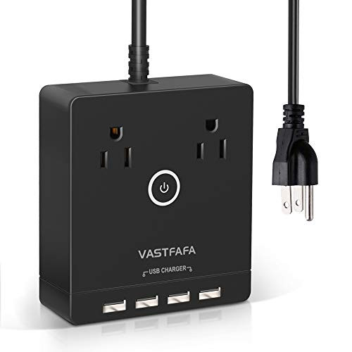 VASTFAFA Surge Protector Power Strip with 2 AC Outlets and 4 USB Ports(5V/4.8A) for Cruise Ship Multi Plug Extender, Extension Cord 4.5 Foot