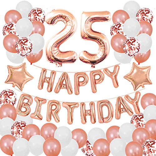 Succris 25TH Birthday Decorations for Girls and Women 25th Birthday Decorations 25 Years Old Birthday Party Supplies Happy Birthday Banner Rose Gold Confetti Balloons Rose Gold Succris 25TH Birthday Decorations for Girls and Women 25th Birthday Decorations 25 Years Old Birthday Party Supplies Happy Birthday Banner Rose Gold Confetti Balloons Rose Gold