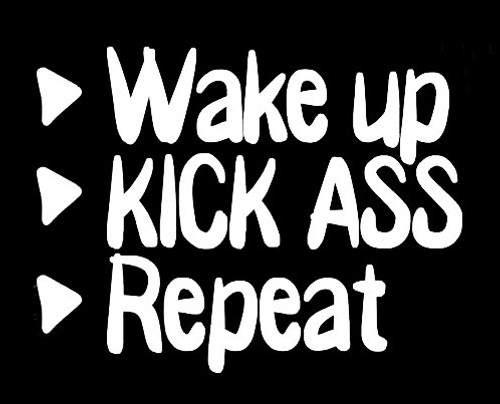 CCI Wake Up Kick Ass Repeat Decal Vinyl Sticker|Cars Trucks Vans Walls Laptop| White |5.5 x 4.25 in|CCI1514 CCI Wake Up Kick Ass Repeat Decal Vinyl Sticker|Cars Trucks Vans Walls Laptop| White |5.5 x 4.25 in|CCI1514