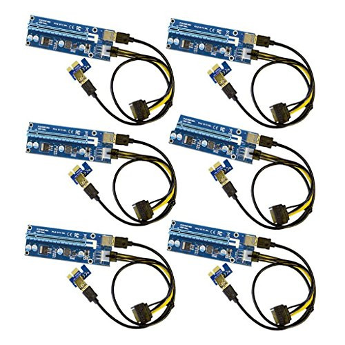 9daysminer PCI-E Riser for BitcoinLitecoinETH Coin PCIe VER 006C 6 PIN 16x to 1x Powered Riser Adapter Card 6-Pin PCI-E to SATA Power Cable - GPU Riser Adapter - Ethereum Mining ETH
