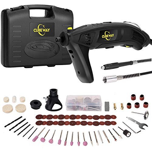 Rotary Tool Kit, 1.5Amp High Power Variable Speed Electric Rotary Tool with Flex Shaft, 3 Attachments and 112pcs Accessories for Crafting Projects and DIY Creations, CUBEWAY