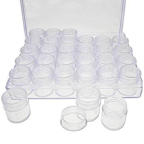 The Beadsmith Personality Case - Clear Storage Organizer Box, 6.4 x 5.4 x 1.25 inches - Includes 30 Small Containers with lids  1 x 1.1 inches, Bead Holder