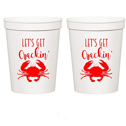 Red Crab Let's Get Crackin White Plastic Stadium Cups (10 cups)