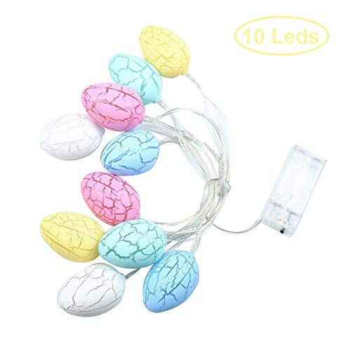 LJLNION 10 LED Easter Eggs 6.5ft Colorful String Lights Battery Operated Fairy String Lights Easter Decorations for Home Easter Tree Upstairs Banister Party