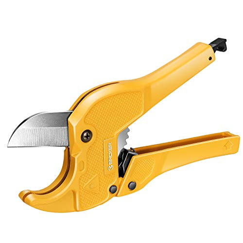Pipe and Tube Cutter, Ratcheting Hose Cutter One-hand Fast Pipe Cutting Tool with Ratchet Drive for Cutting Less Than 1-1/4" O.D. PEX, PVC, and PPR Pipe