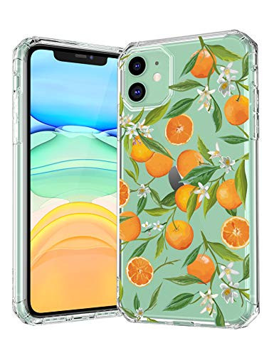 iPhone 11 Case,Cute Orange Citrus Fruit Pattern Clear Design Printed Transparent Back Case with TPU Bumper Protective Case Cover for Apple iPhone 11