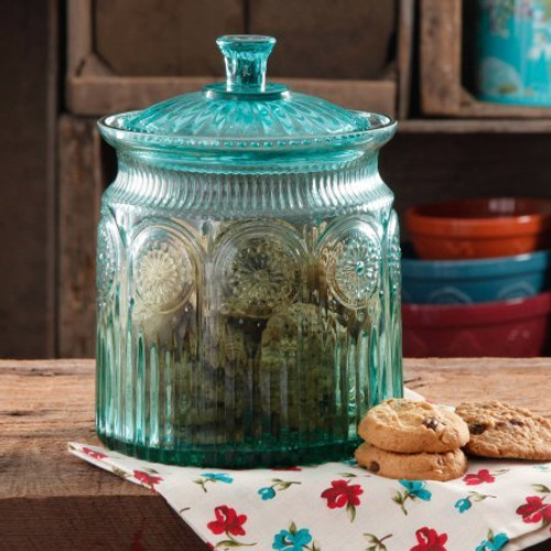 The Pioneer Woman Adeline Glass Cookie Jar - Turquoise