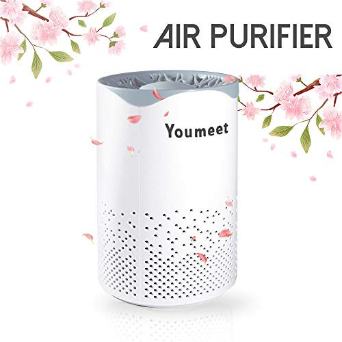 Air Purifier, Youmeet Portable Air Purifier for Home Bedroom, Noise-free Air Cleaner Odor Eliminator USB Powered 5 Stage Air Filter for Office Kitchen Car