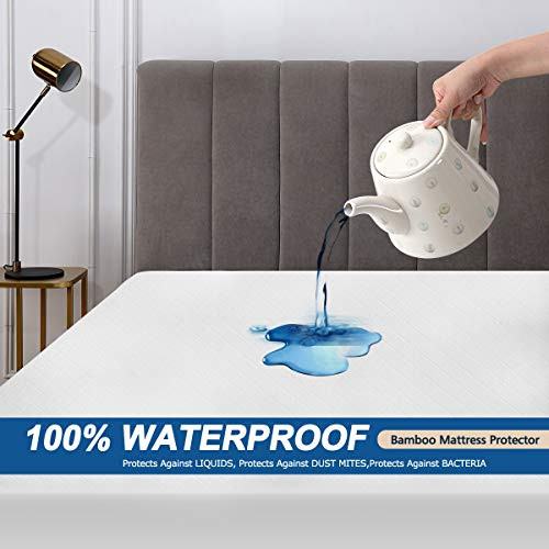 Bonzy Home Waterproof Mattress Protector(Queen),Bamboo Mattress Protector,Fitted up to 18Deep Pocket, Breathable, Noiseless, Dust Mite Proof Mattress Protection Cover Bonzy Home Waterproof Mattress Protector(Queen),Bamboo Mattress Protector,Fitted up to 18Deep Pocket, Breathable, Noiseless, Dust Mite Proof Mattress Protection Cover