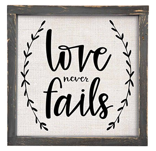 Brownlow Gifts Love Never Fails Framed Linen Sign