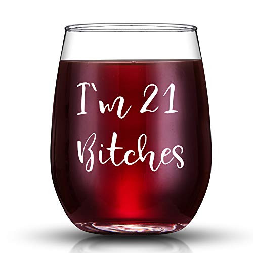I'm 21 - Funny 21st Birthday Gifts for Women Wine Glass- Best 21 Year Old Birthday Gift Ideas for Sisters, Her, Friends, Coworkers I'm 21 - Funny 21st Birthday Gifts for Women Wine Glass- Best 21 Year Old Birthday Gift Ideas for Sisters, Her, Friends, Coworkers