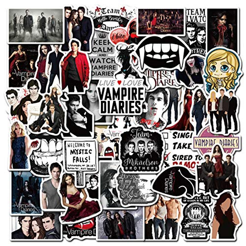 The Vampire Diaries Laptop Stickers for Adult, 50 Pcs/Pack Classic Movie Waterproof Vinyl Water Bottle Computer Notebook Car Skateboard Motorcycle Bicycle Luggage Guitar Decal (The Vampire Diaries)