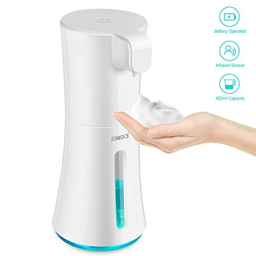 ZIMOCE Automatic Soap Dispenser Touchless Foaming Soap Dispenser 15.2oz / 450ml Hands Free Sensor Soap Pump Dispenser Battery Operated Foam Soap Dispenser for Kitchen Bathroom Countertop