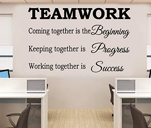 YOYOJOY Teamwork Wall Decals for Office Teamwork Coming Together is The Beginning Keeping Together is Progress Working Together is Success Wall Decals Wall Art Stickers Decal(Black)