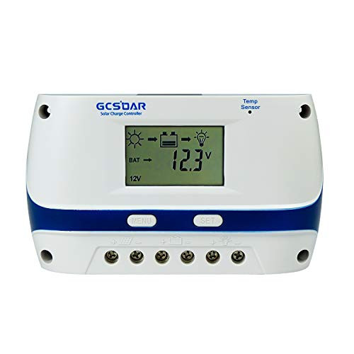 GCSOAR Solar Charge Controller 60A 12V 24V Auto Work PWM Solar Panel Charger Regulator Parameter Adjustable LCD Display Work for Leaded,Gel(AGM),Flooded Type (GCLT-4860)