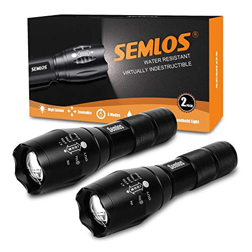 Semlos Tactical Flashlight(Batteries Included), Led Flashlights, Pocket Flashlight High Lumens, 5 Modes, Zoomable, Water Resistant, Handheld Light for Camping, Outdoor, Emergency