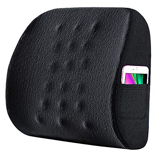 NCONE Lumbar Support Pillow Memory Foam Back Support Cushion for Office Chair, Car Seat, Full Posture Corrector Relief Lower Back Pain, Washable Cover