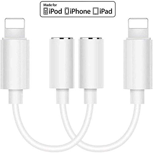 (2Pack) for iPhone Connector Adapter to 3.5 mm Headphone Jack Converter for iPhone 11/7/7Plus/ 8/8Plus/X/10/XR/Xs Dongle Headphone Adapter for iPhone Earphone Audio Aux Adapter