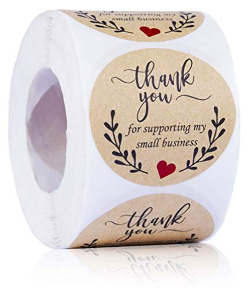 2" Thank You for Supporting My Small Business Stickers-Round Kraft Labels for Business, Boutiques, Online Retailers, Crafters, Shops to Use on Bags, Boxes, Packages and Envelope-500 Labels Per Roll 2" Thank You for Supporting My Small Business Stickers-Round Kraft Labels for Business, Boutiques, Online Retailers, Crafters, Shops to Use on Bags, Boxes, Packages and Envelope-500 Labels Per Roll