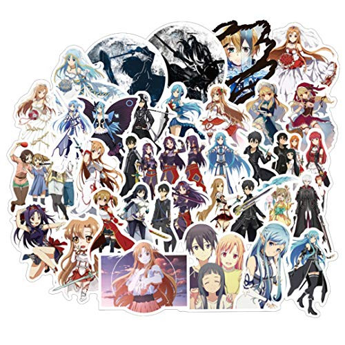 [FOCUS's Stickers]50Pcs Sword Art Online Stickers for Laptop Cellphone Water Bottle Hydro Flask Skateboard Luggage Car Bumper, etc FJKT