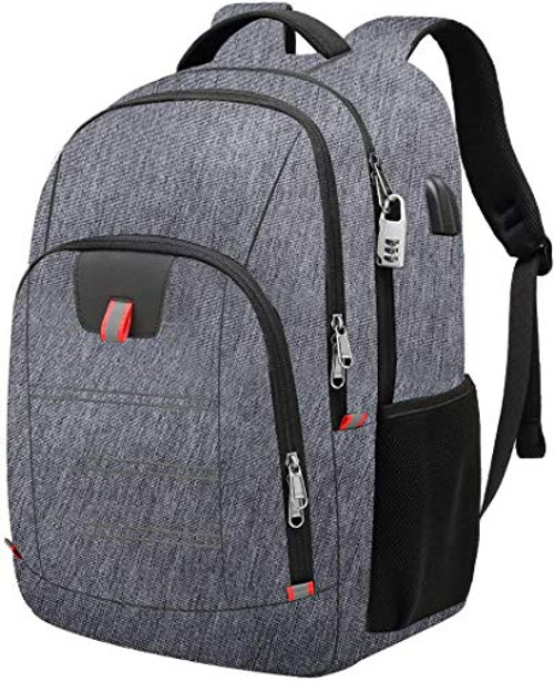 Quality 17 inches Backpack USB Port -Laptop Backpack- Business Travel Backpack - Exchangeable USB Charging Backpack (Grey)