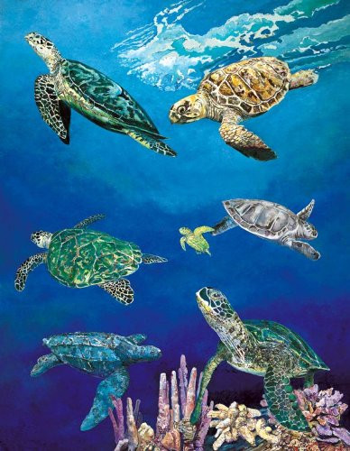 Heritage Puzzle - William Bock - Majestic Sea Turtles - Jigsaw Puzzle - 550 Pc