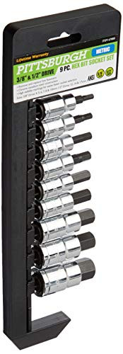 Pittsburgh 9 Piece 3/8" and 1/2" Drive Metric Hex Bit Socket Set