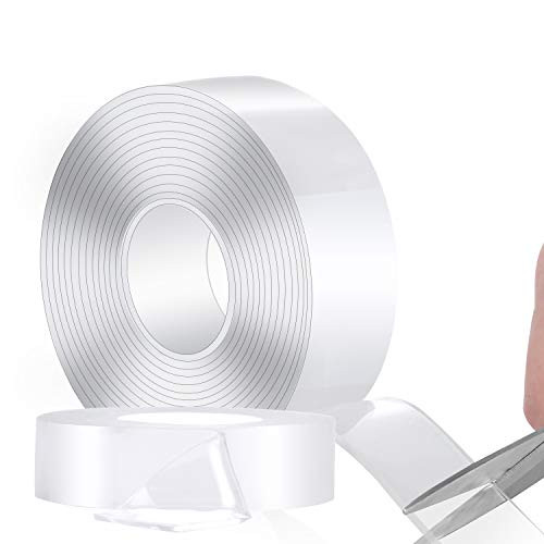Washable Adhesive Tape Nano Double Sided Transparent Silicone Gel Grip 5M/16.5ft Removable Traceless Strips Grip Carpet Mats Multifunctional Phone Pads