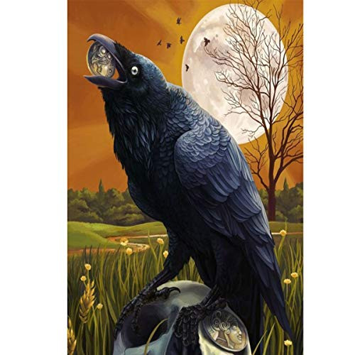 AIRDEA Full Drill 5D Square Diamond Painting by Number Kit, Black Eagle Rhinestone Embroidery Cross Stitch Arts Craft for Canvas Wall Decor