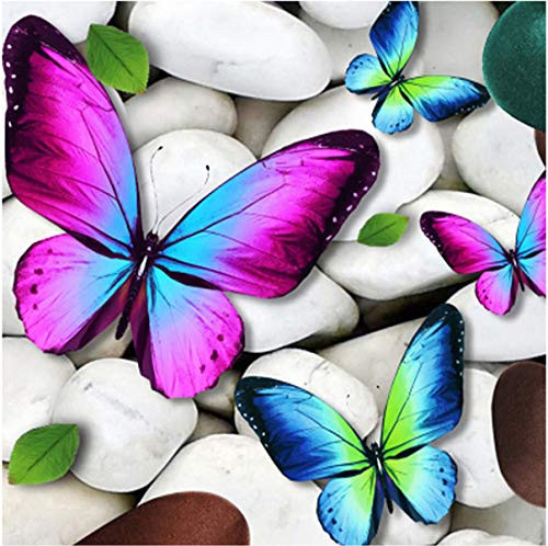 AIRDEA Full Drill 5D Square Diamond Painting Kit, Butterfly Embroidery Rhinestone Cross Stitch Arts Craft for Canvas Wall Decor