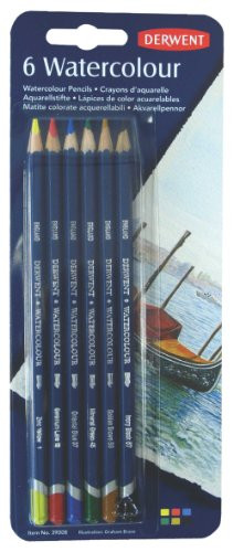 Derwent Colored Pencils, Watercolor, Water Color Pencils, Drawing, Art, Pack, 6 Count (39008)