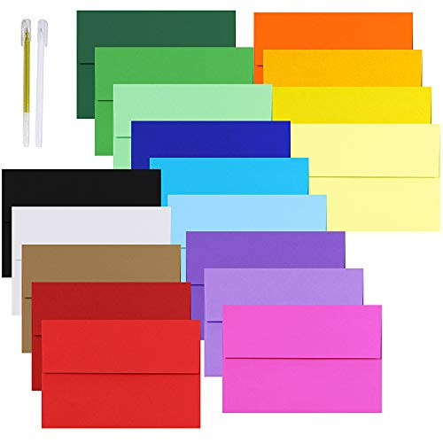 90 Pcs 18 Colors A8 Invitation Envelopes Self Seal Square Flap Envelopes for Wedding Party Invitation 5x7 Photo Envelope Reply Mailings Envelope Holiday Greeting Cards A7 A8 Flat Folded Cards Envelope