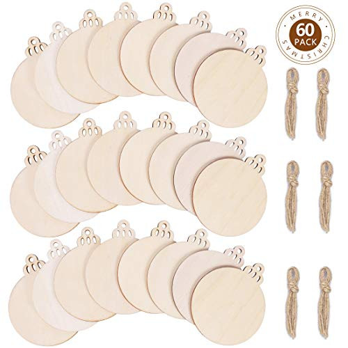 Max Fun 60PCS 3.5" DIY Wooden Christmas Ornaments Unfinished Predrilled Wood Circles for Crafts Centerpieces Holiday Hanging Decorations Max Fun 60PCS 3.5" DIY Wooden Christmas Ornaments Unfinished Predrilled Wood Circles for Crafts Centerpieces Holiday Hanging Decorations