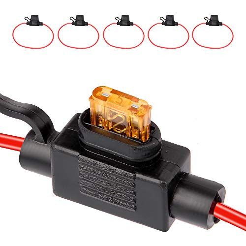 HUIQIAODS 12V 5A Standard Car Add A Circuit Fuse Tap Adapter Mini ATM APM Blade Fuse Holder Pack of 5 (5pcs 5A fuse)