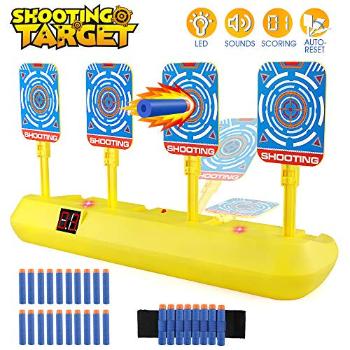 Blasland Digital Target for Nerf Guns - Electronic Auto Scoring Reset Shooting Digital Target Toy with 4 Targets (20 Pcs Darts and 1 Hand Wrist Band Included)