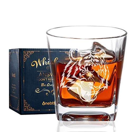 Whiskey Glass, Tiger Totem, Old Fashioned Glass, Rocks Glass, Christmas/Birthday Gifts for drinking bourbon, cocktails, scotch, vodka, rum, gin, cognac