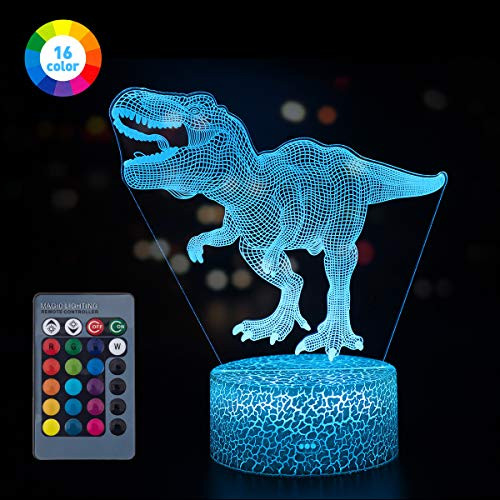Koyya 3D Dinosaur Night Light Gift for Kids - 3D Led Illusion Lamp Three Pattern and 16 Colors Change Decor Lamp with Remote Control for Kids, Dinosaur Gifts for Children
Koyya 3D Dinosaur Night Light Gift for Kids - 3D Led Illusion Lamp Three Pattern and 16 Colors Change Decor Lamp with Remote Control for Kids, Dinosaur Gifts for Children