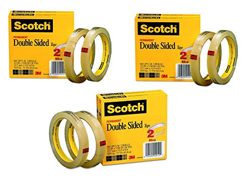Scotch Double Sided Tape, Narrow Width, Engineered for Office and Home Use, 1/2 x 1296 Inches, 3 Inch Core, (3) Scotch Double Sided Tape, Narrow Width, Engineered for Office and Home Use, 1/2 x 1296 Inches, 3 Inch Core, (3)