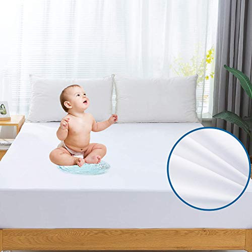 SLEEP ACADEMY Queen Waterproof Mattress Protector, Hypoallergenic Noiseless Mattress Cover, Breathable, Vinyl Free