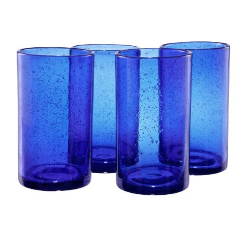 Artland Iris Highball Glasses, Cobalt Blue, Set of 4