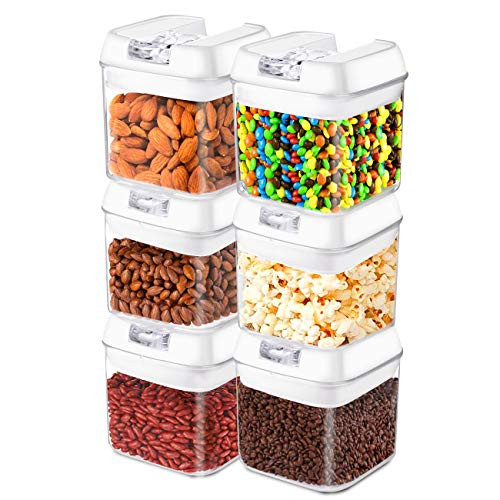 Frebw Airtight Food Storage Containers, 6 BPA Free Plastic Cereal Containers with Easy Lock Lids, for Kitchen Pantry Organization and Storage (A)