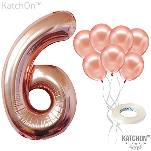 Rose Gold Number 6 Balloon Large, 6 Years Foil Balloons Birthday Decorations Party Supplies| Match for Other Birthday Balloon Numbers for All Ages | 6th Birthday, Anniversary, Wedding Rose Gold Number 6 Balloon Large, 6 Years Foil Balloons Birthday Decorations Party Supplies| Match for Other Birthday Balloon Numbers for All Ages | 6th Birthday, Anniversary, Wedding
