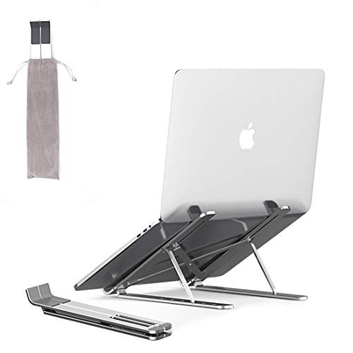 Laptop Stand, Adjustable Aluminum Laptop Tablet Stand, Foldable Portable Laptop Desktop Holder for Desk, Cooling Aluminum Ventilated Notebook Riser for Tablet, iPad,MacBook, Laptops (10-15.6 inch)