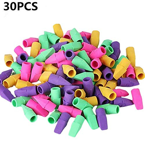 30PCS Erasers?Pencil Erasers?Pencil Top Erasers?Pencil Eraser Toppers for School Supplies, Eraser Pen Teacher Supplies for Classroom, Erasers for Kids, Pencil Eraser Toppers