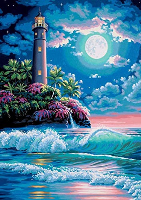 DIY 5D Diamond Painting by Number Kits, Crystal Rhinestone Diamond Embroidery Paintings Pictures Arts Craft for Home Wall Decor, Full Round Drill-Lighthouse Moon DIY 5D Diamond Painting by Number Kits, Crystal Rhinestone Diamond Embroidery Paintings Pictures Arts Craft for Home Wall Decor, Full Round Drill-Lighthouse Moon