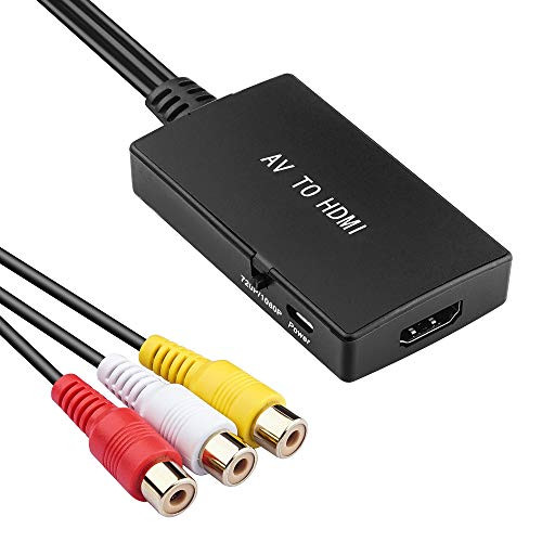 RCA to HDMI, AV to HDMI Converter, 1080P RCA Composite CVBS Video Audio Converter Adapter Supporting PAL/NTSC for TV/PC/ PS3/ STB/Xbox VHS/VCR/Blue-Ray DVD Players