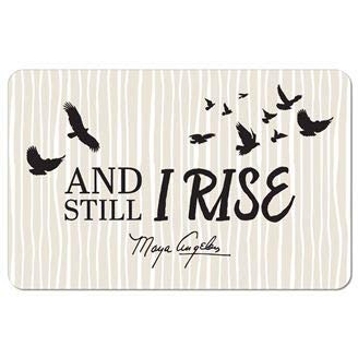 African American Expressions Non-Slip Memory Foam Bath Mat - 17 x 29 Inch, Striped Beige and Black Still I Rise Maya Angelou